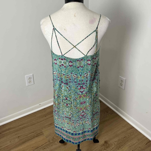 Anthropologie Maeve Meret Green‎ Floral Paisley Boho Silk Tunic Blouse Size US 6 - Picture 4 of 16